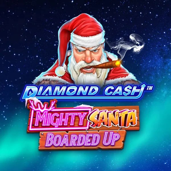 Diamond Cash Mighty Santa Boarded Up slot logo by Greentube at Rich Palms Casino