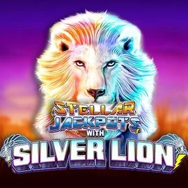 Stellar Jackpots with Silver Lion slot icon by Lightning Box Game, available at Rich Palms Casino