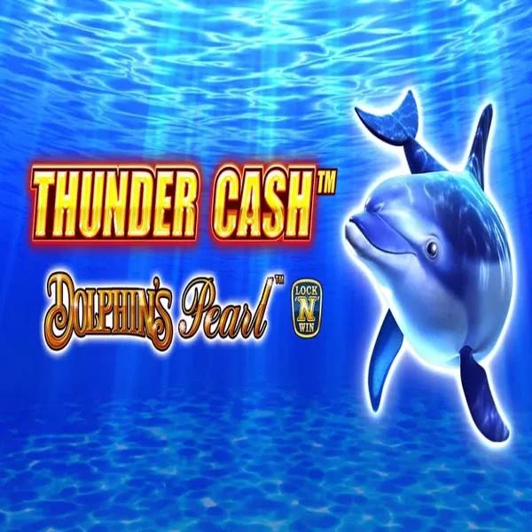 Thunder Cash Dolphins Pearl slot logo by Novomatic at Rich Palms Casino