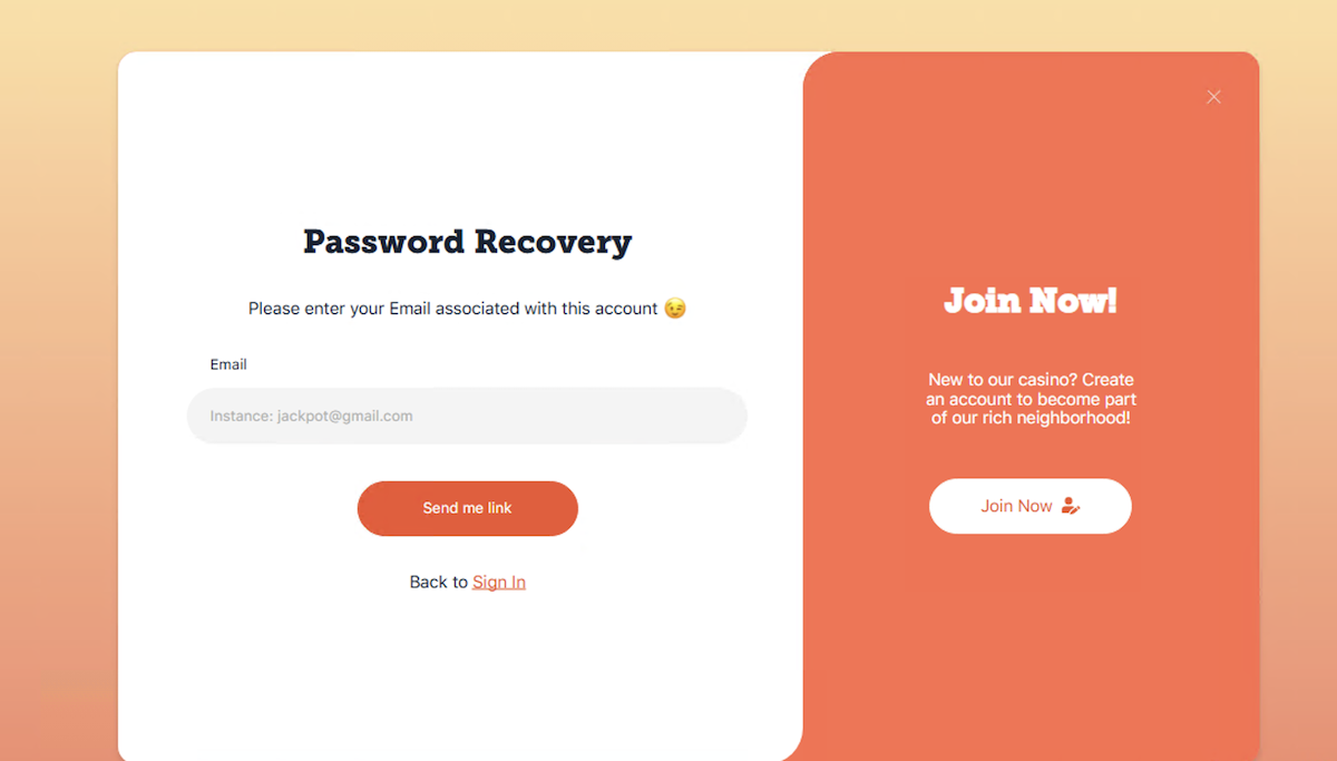 Rich Palms Casino password recovery